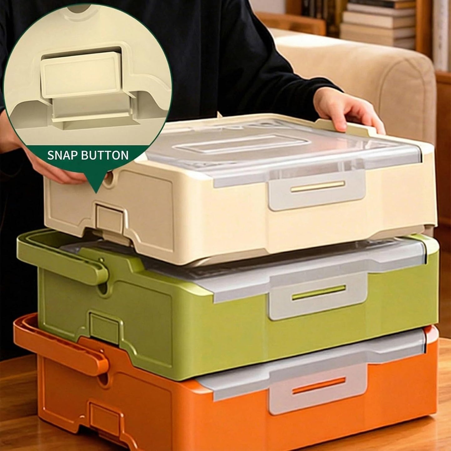  Boîte De Rangement Empilable Pour Outils Avec Cloison Amovible Pour Une Capacité De Charge De 20 Kg Et Fenêtre Transparente Empilable Avec Couvercle
