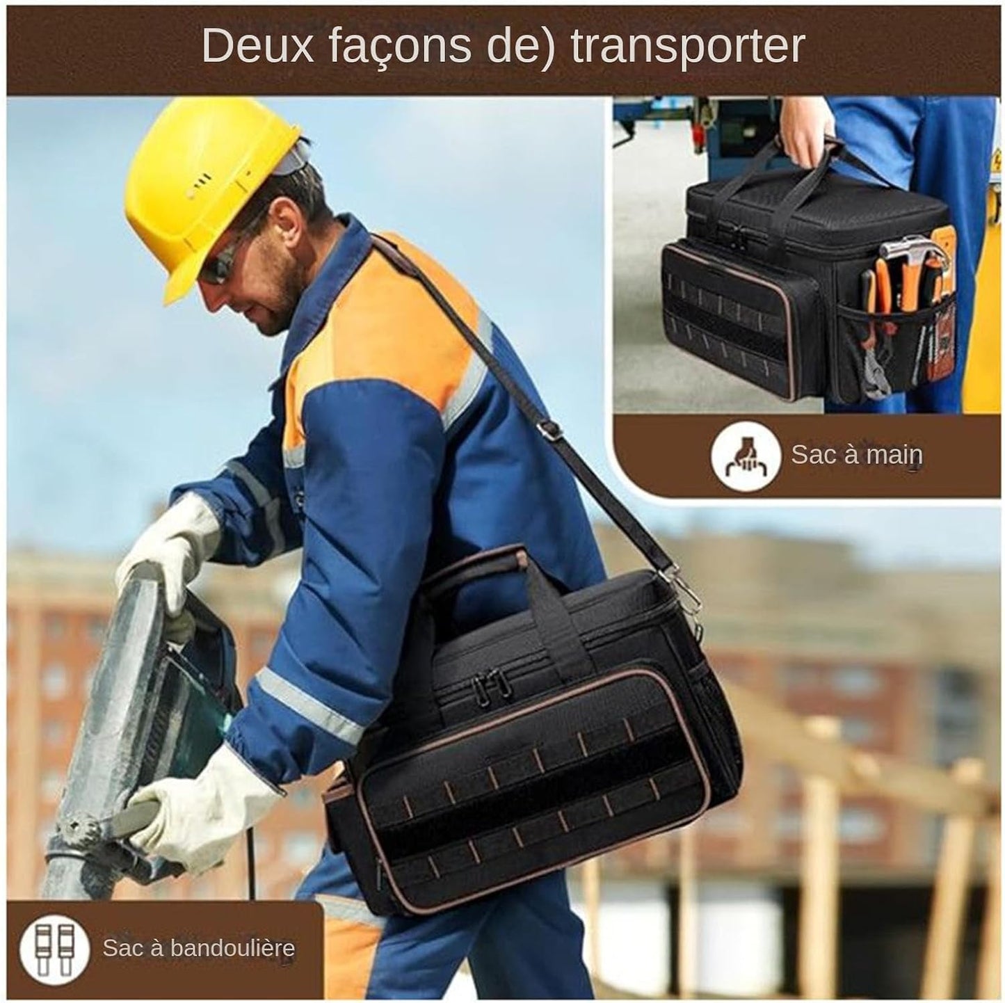  Organisateur De Sac à Outils - Ceinture D'Organisation à Grande Capacité,Sacoche Portable De Rangement Pour Outils | Pour Électricien Mécanicien Menuisier Construction Père Travail
