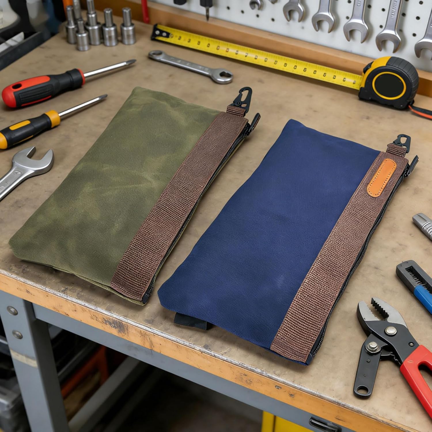  Sac à Outils Professionnel En Toile Cirée De Grande Capacité, Avec Support Droit, Large Fond Plat, Sac échelle