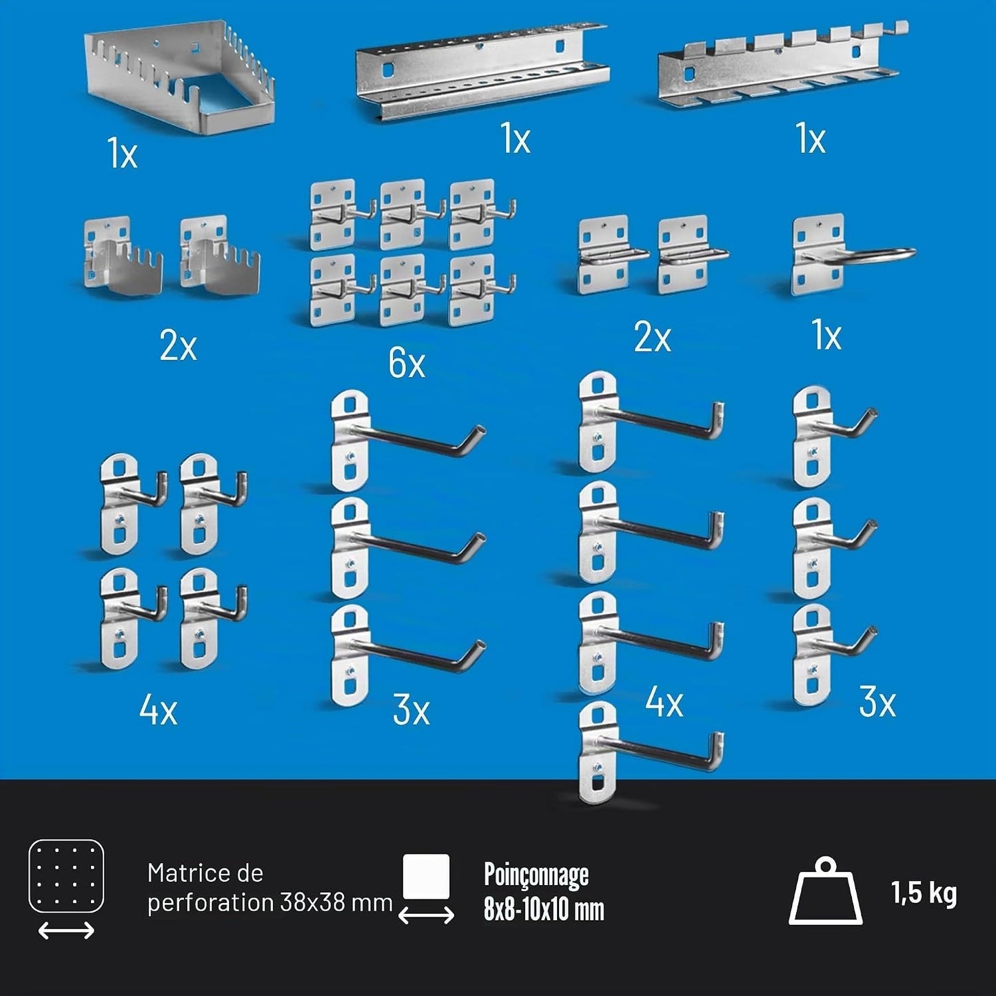  Güde 40768 Lot De 28 Porte-outils Argenté, 200 Mm X 75 Mm X 190 Mm
