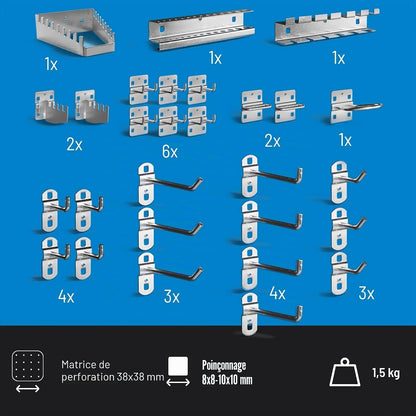  Güde 40768 Lot De 28 Porte-outils Argenté, 200 Mm X 75 Mm X 190 Mm