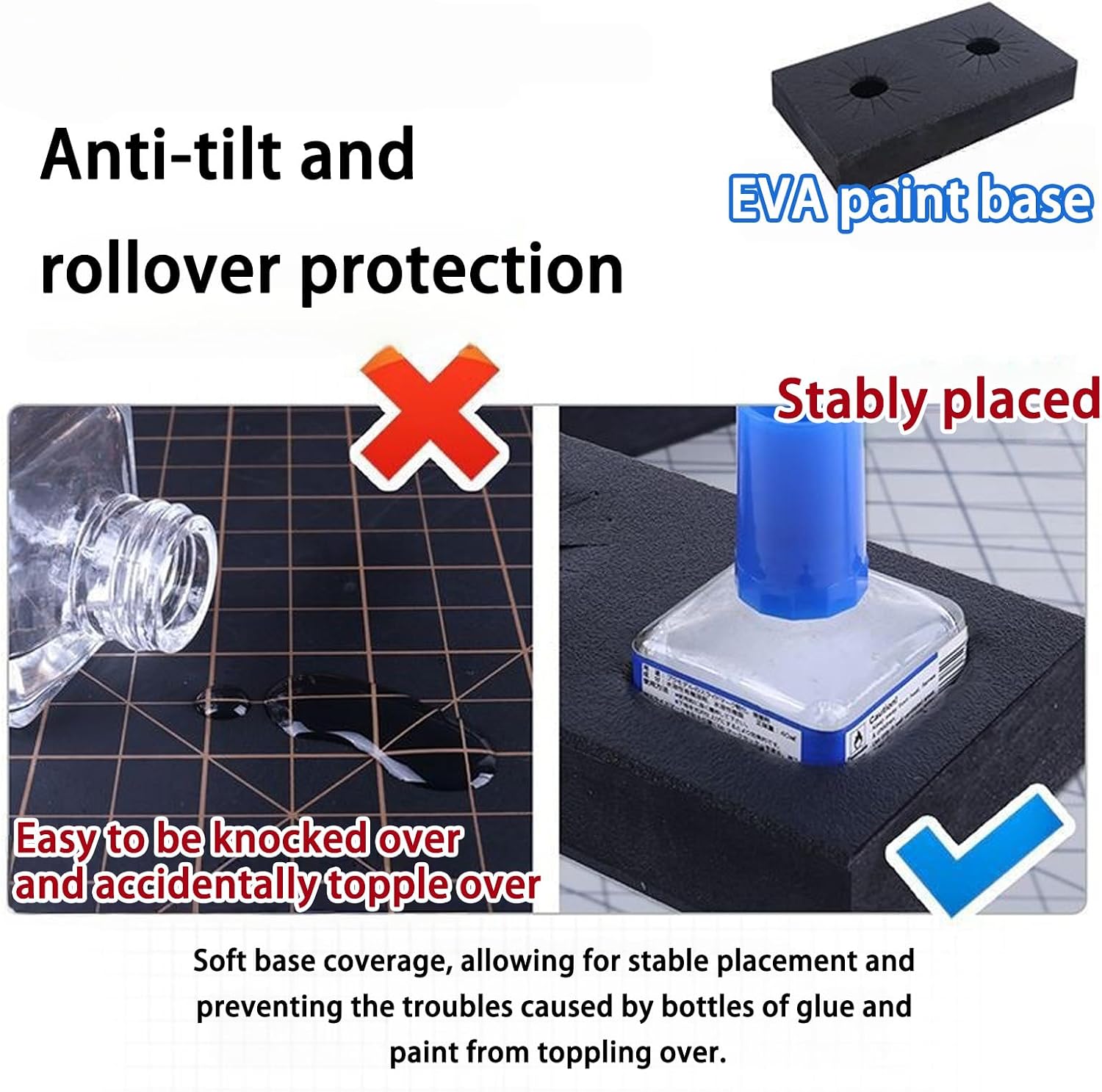  Support Multi-fentes En EVA Pour Bouteilles De Liquides Et Outils - Base Anti-déversement Sécurisée Pour Fournitures De Loisirs - Plateau De Rangement En EVA Pour Outils De Modélisme