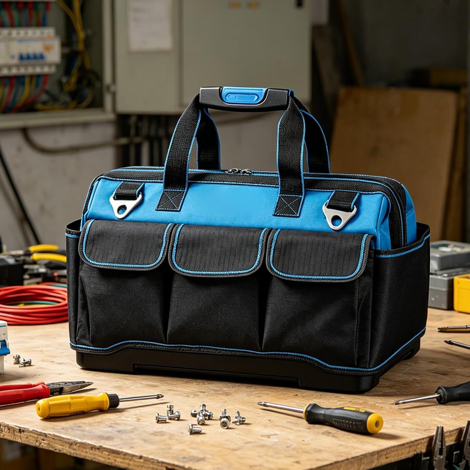 GENERIC Oxford Sac à Outils Robuste Et étanche Multi-poches Grande Capacité Pour Travaux De Construction, Maison, Garage, Atelier, Papa, électricien, Mécanicien, Charpentier