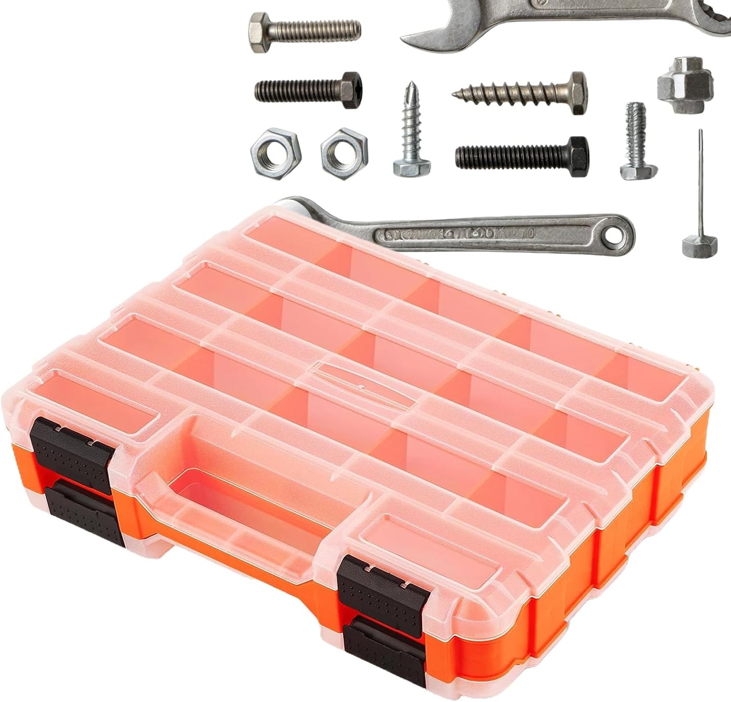 GENERIC Boîte à Outils – Organiseur Portable Transparent – Conteneur De Quincaillerie Avec Couvercle Transparent – Pour Garage, Maison, Atelier, Matériel De Quincaillerie à Ongles, écrous, Forets, Douilles