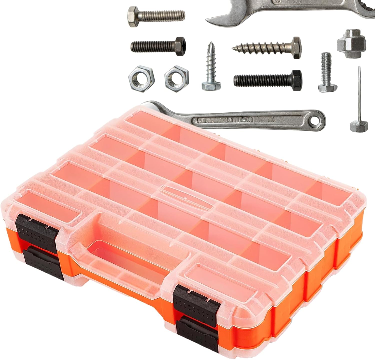 GENERIC Boîte à Outils – Organiseur Portable Transparent – Conteneur De Quincaillerie Avec Couvercle Transparent – Pour Garage, Maison, Atelier, Matériel De Quincaillerie à Ongles, écrous, Forets, Douilles