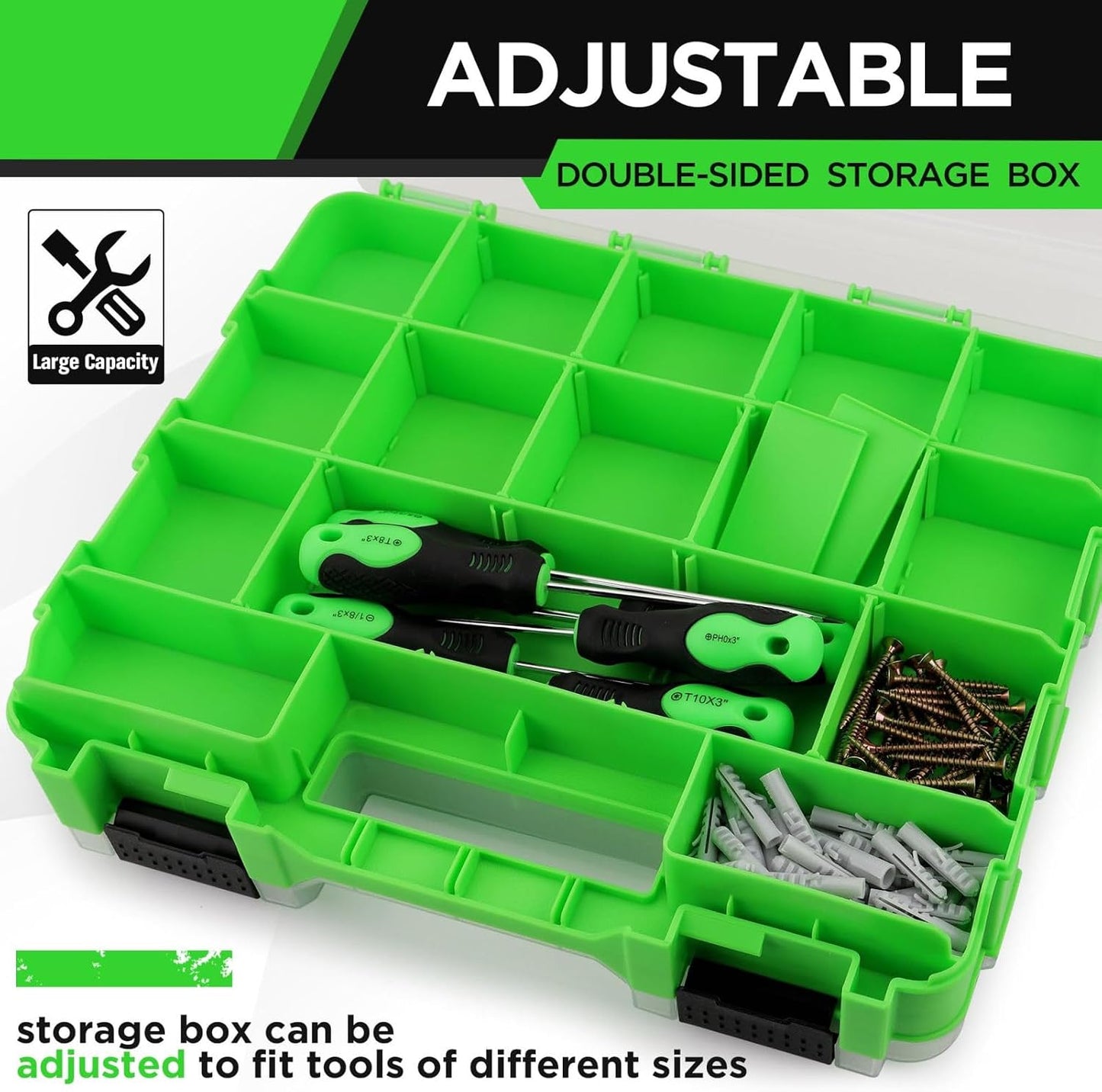 GENERIC Boîte à Outils Portable, étui De Rangement Léger, Rangement De Forets, 32,6 Cm Authentique, Organisateur De Perles, Atelier à Domicile Pour Clous Et Boulons, Perles, Matériel électronique, Bricolage