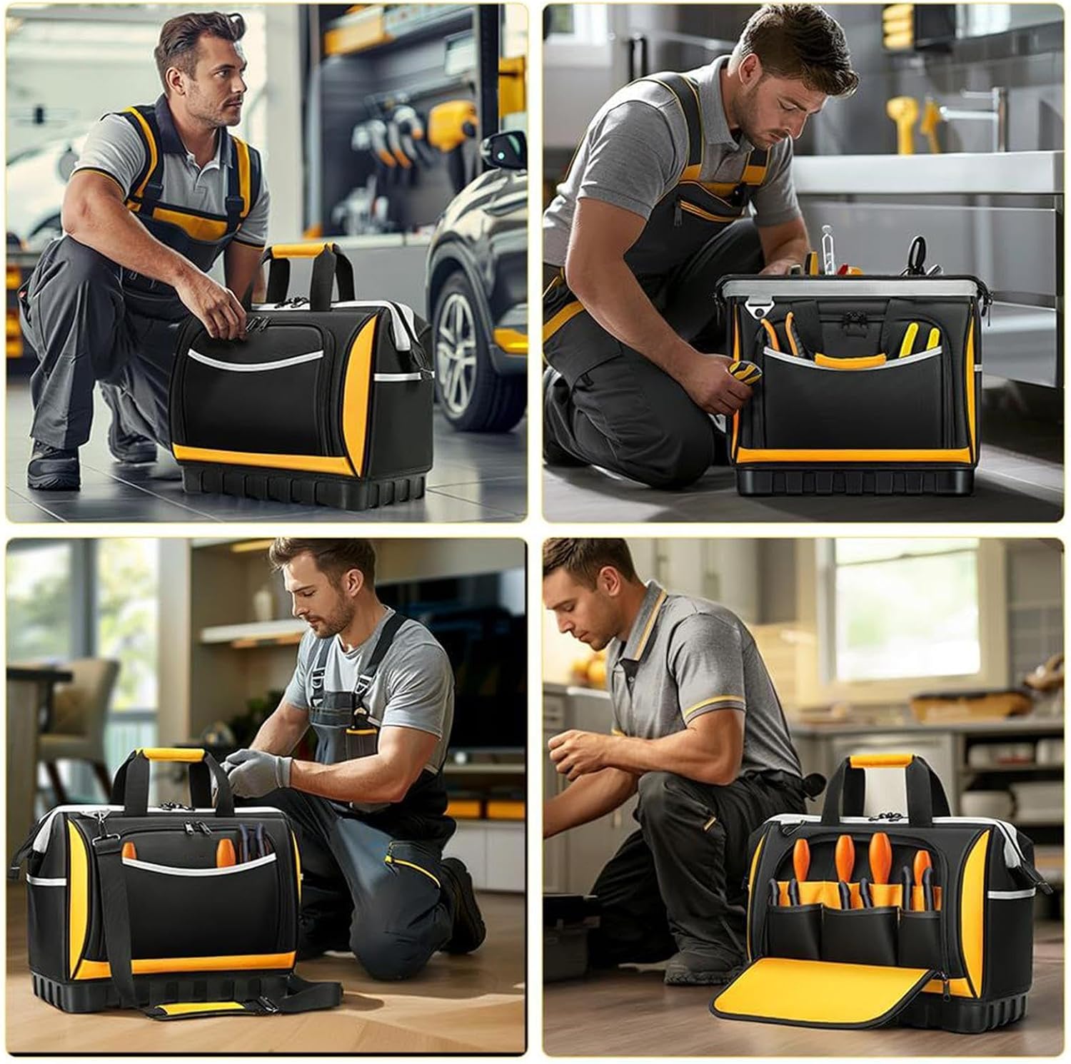  Organisateur De Sac à Outils - Sac D'électricien à Plusieurs Poches - Sac De Détail étanche Avec Dur - Construction En Matériau - Réparations à La Maison, Utilisation Du Garage, Rangement