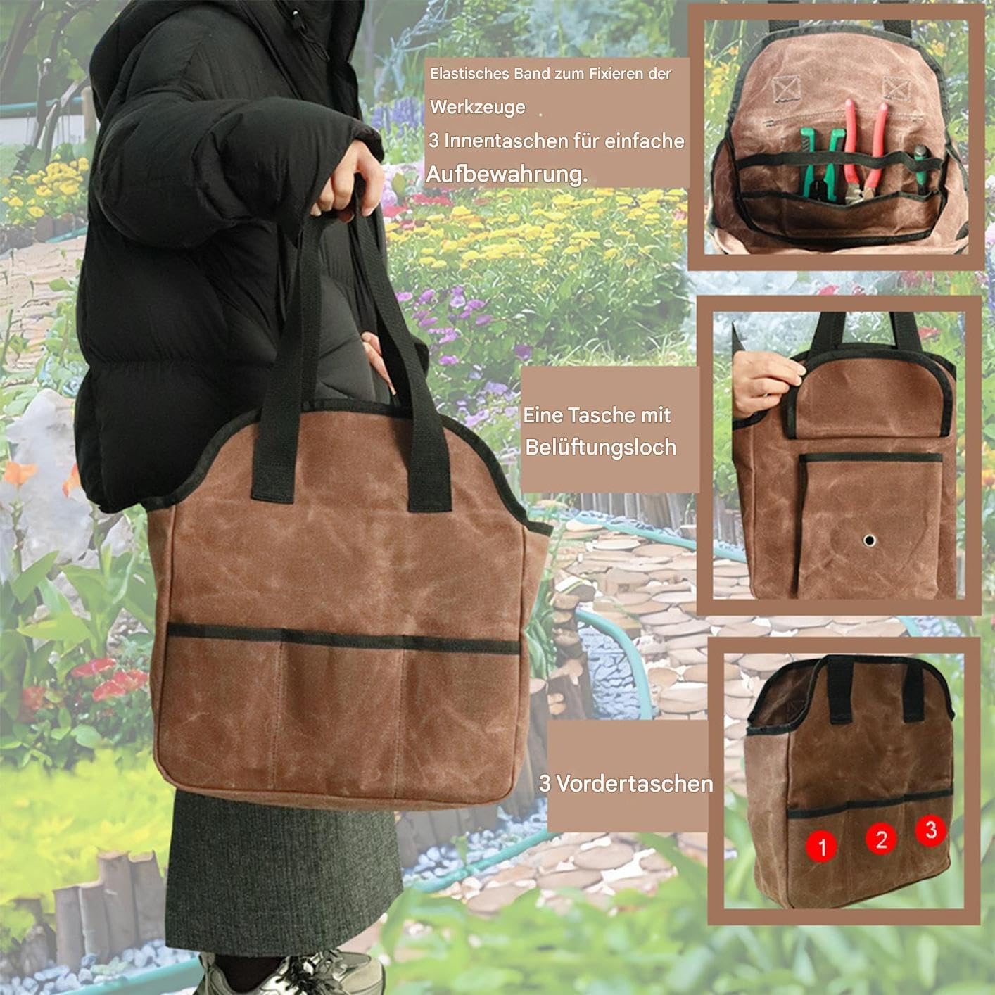  Sac De Jardin - Sac De Transport étanche - Grand Volume - Sac De Transport Robuste - Rangement Pour Outils De Jardin - Pour Débutants, Amateurs, Paysagistes, Hommes Et Femmes - Jardinage En Plein Air