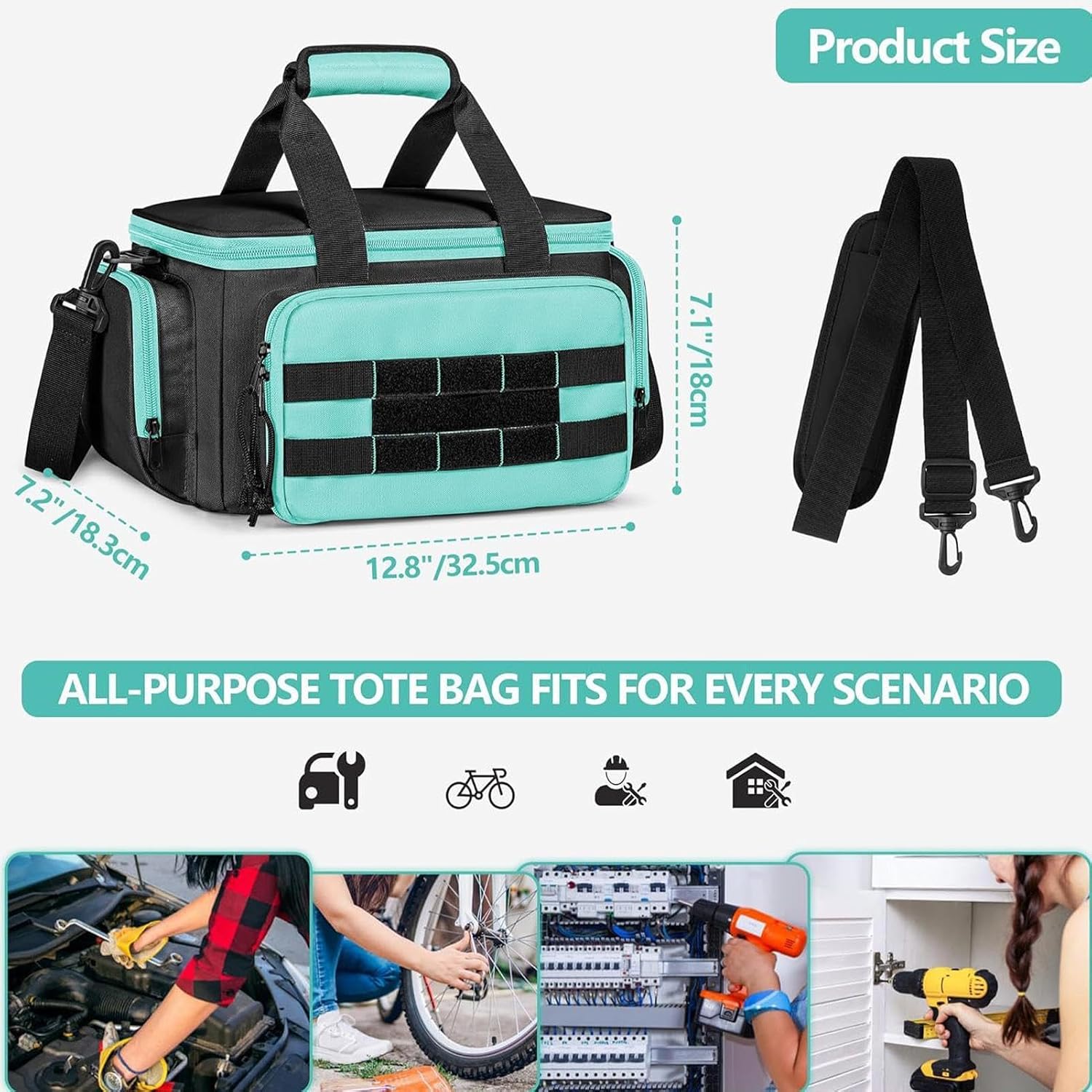 GENERIC Sac à Outils Portable En Tissu Oxford | Sac à Outils Avec Poignée – Pour électricien, Charpentier, Travail, Jardin, Dortoir, Université, Voyage, Construction, Camping