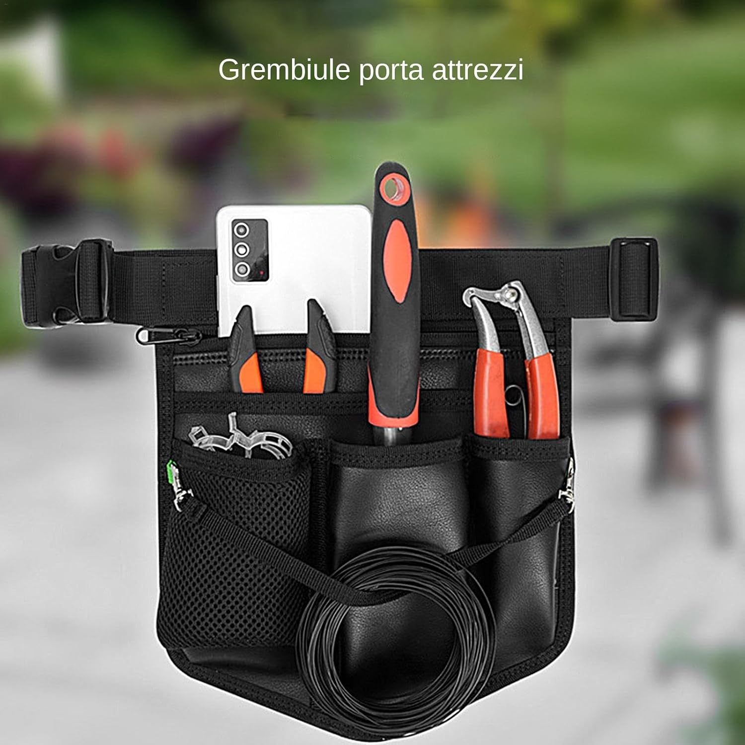 Genérico Ceinture Organisateur D'outils De Jardin | Ceinture D'outils De Jardinage Réglable | D'outils De Jardin | Étui Multifonctionnel Et Multipoches Pour Les Charges De Construction