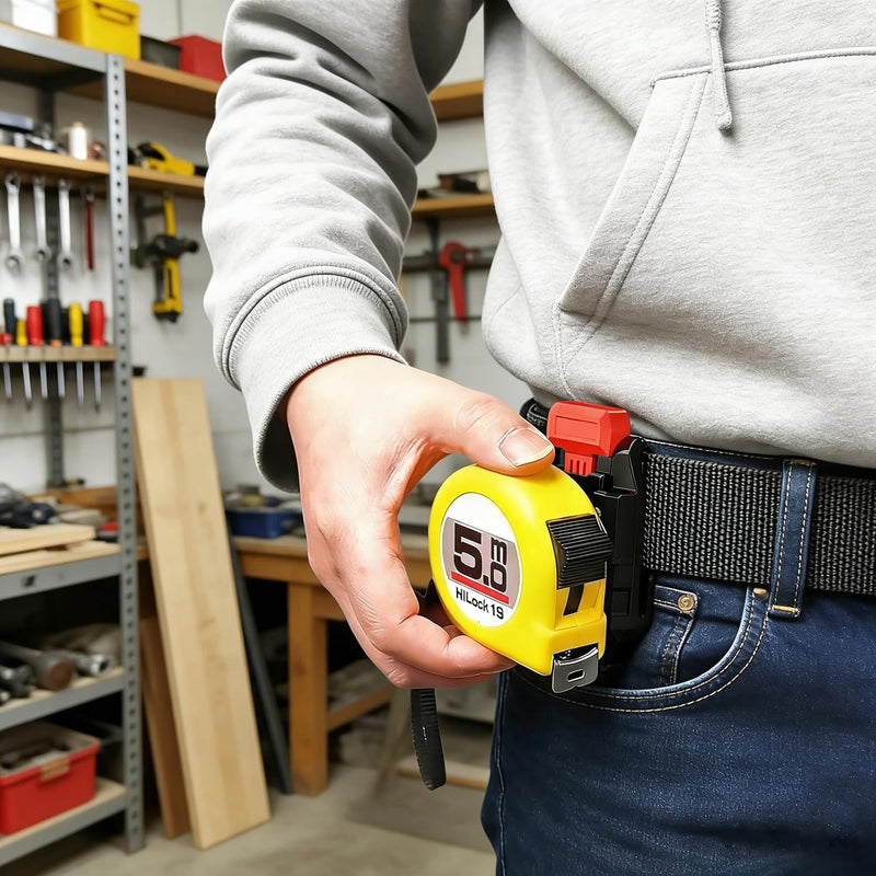  Support De Mètre Ruban à Libération Rapide Pour Ceinture Ou Sac à Outils Avec Mécanisme De Verrouillage Sécurisé Et Construction En Métal Robuste - Support Rétractable Professionnel Antidérapant