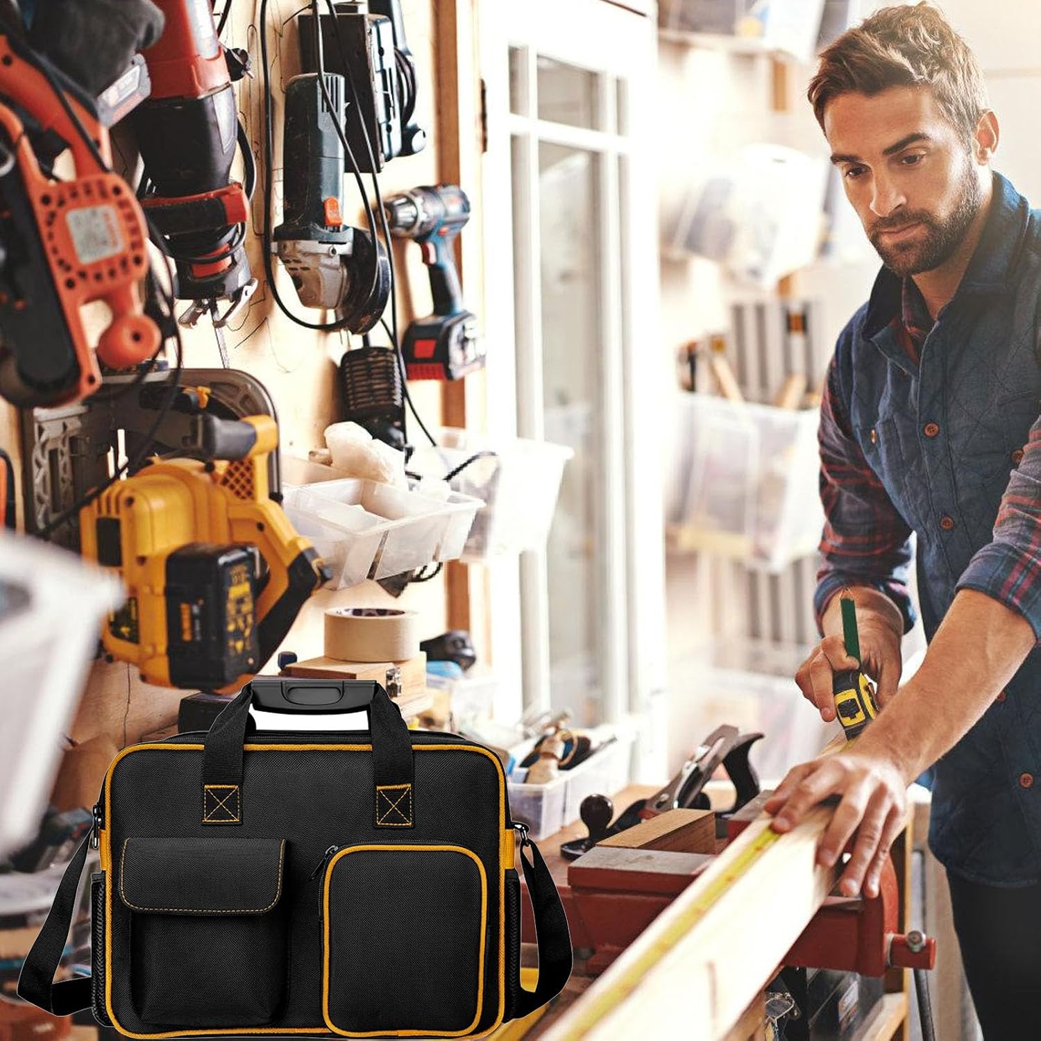  Sac à Outils Robuste Pour électricien Avec Tissu Oxford Résistant à L'eau Et Fond Renforcé Pour Plus De Stabilité