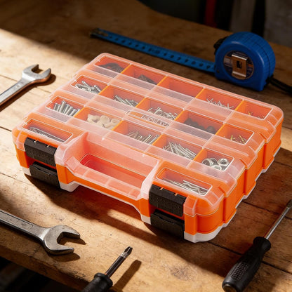  Boîte à Outils Portable Double Face à 34 Compartiments Pour Petites Pièces, Conteneur à Vis Pour Matériel, Clous, Boulons, écrous, Douilles, Perles électroniques, Fournitures Artisanales, Maison, Gara
