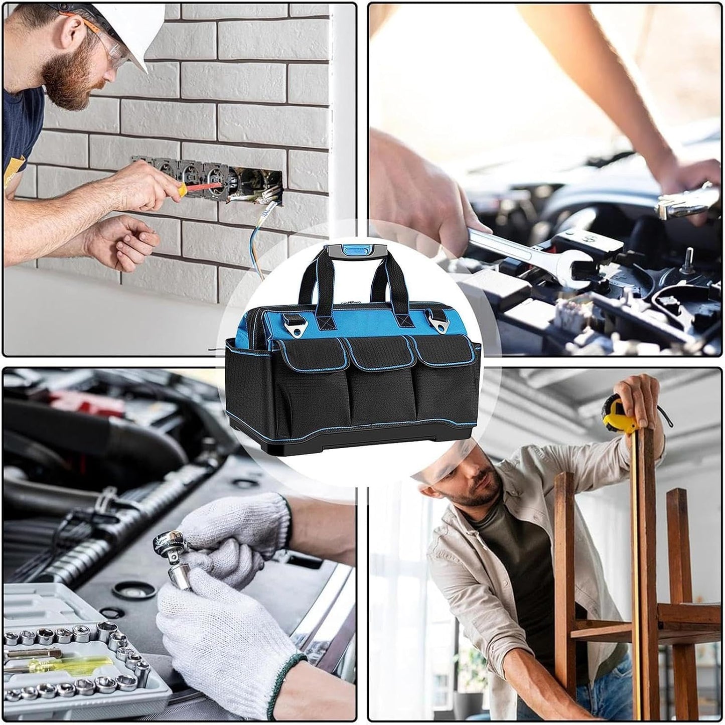 GENERIC Oxford Sac à Outils Robuste Et étanche Multi-poches Grande Capacité Pour Travaux De Construction, Maison, Garage, Atelier, Papa, électricien, Mécanicien, Charpentier
