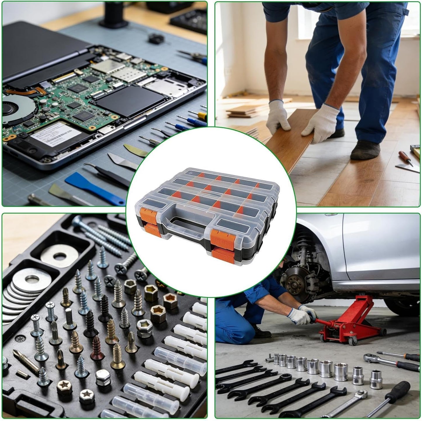 GENERIC Organiseur De Petites Pièces, Récipient Avec Séparateurs Amovibles – Boîte De Rangement Pour Vis, Boulons, écrous, Perles, Bijoux, Composants électroniques, Artisanat, Garage, Bureau, Maison