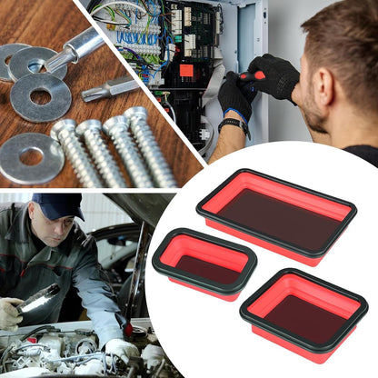  Plateau à Outils Magnétique, Plateau De Rangement Magnétique 3 Pièces – Organiseur Pliable Pour Tri Des écrous, Vis, Réparation Automobile, Garage, Atelier