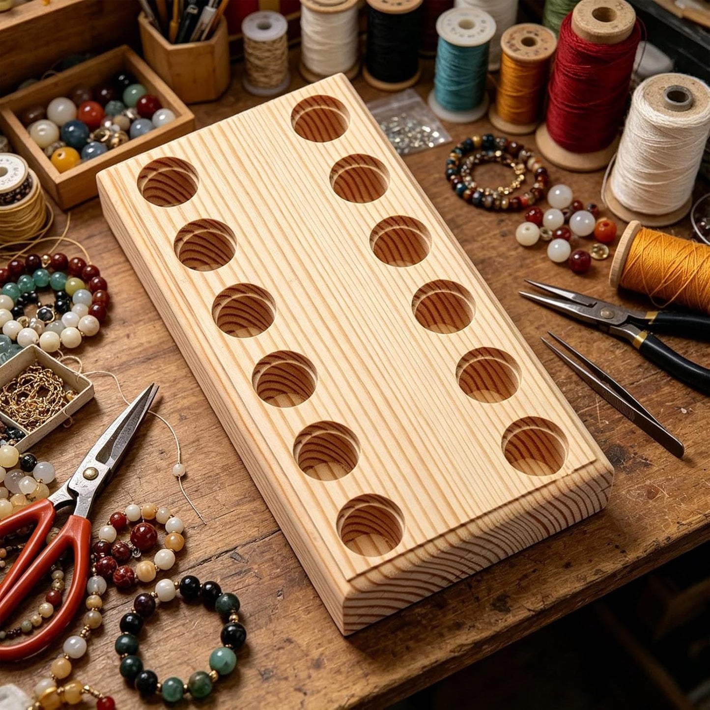  Organisateur De Pinces | Plateau De Rangement En Bois Avec Fentes Multiples Pour Pinces | Organisateur De Rangement Pour Outils À Main - Pour Garage, Établi, Armoire, Service Mécanicien, Travaux Const