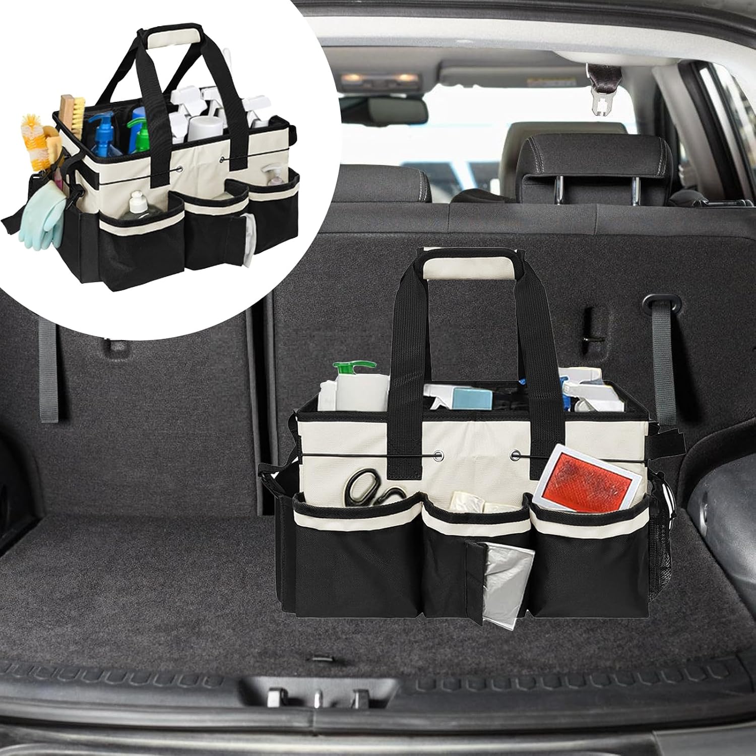  Porte-outils De Nettoyage Avec Côtés En Maille Et Poignées Renforcées, Sac à Outils Respirant Pour La Maison, L'automobile, Sac à Outils Multifonction