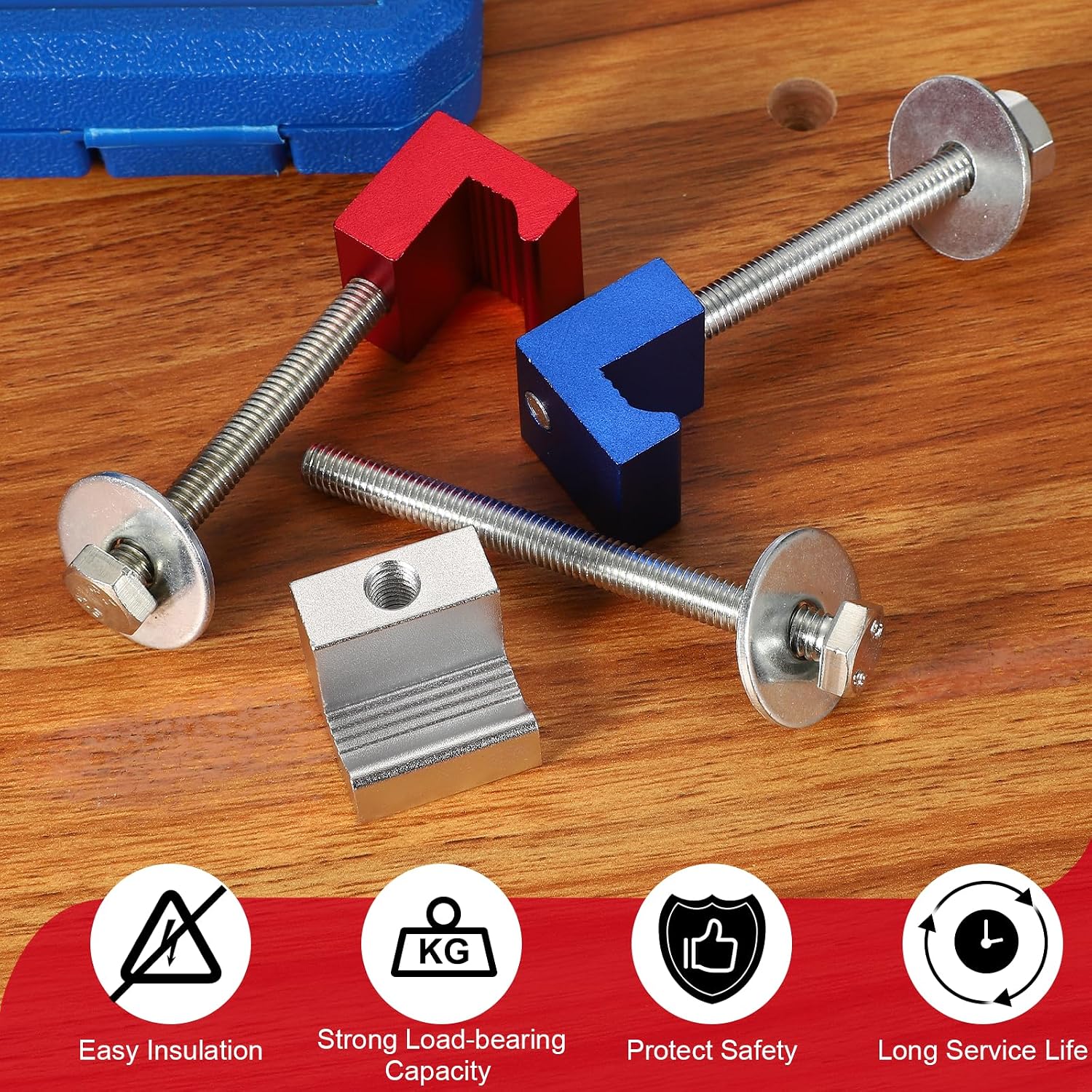  Sourcing Map Lot De 2 Crochets Croisés En J - Kit De Montage En Aluminium Pour Boîte à Outils De Camionnette - Surface Anodisée Avec écrous De Fixation - Bleu
