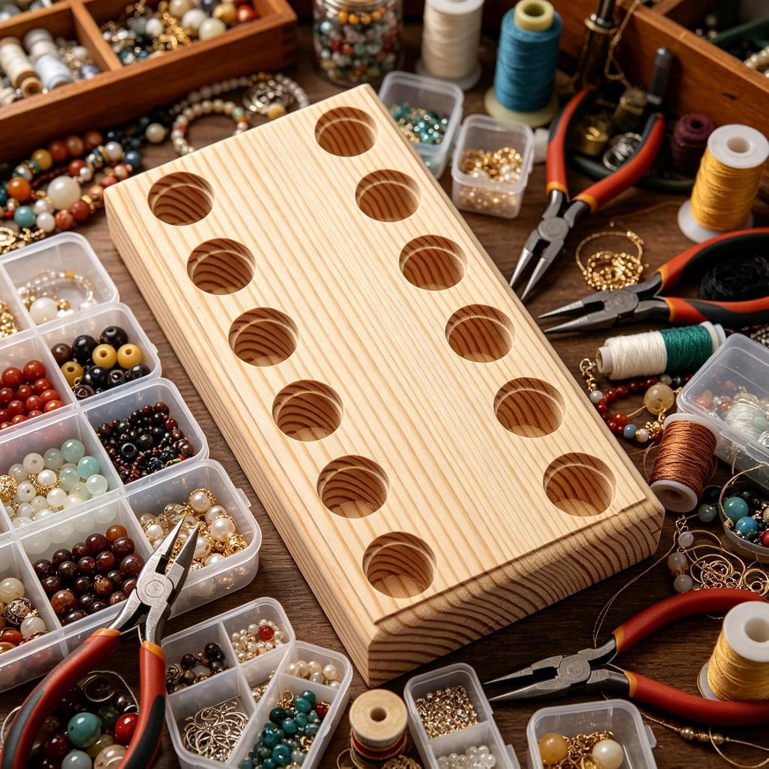  Organisateur De Pinces | Plateau De Rangement En Bois Avec Fentes Multiples Pour Pinces | Organisateur De Rangement Pour Outils À Main - Pour Garage, Établi, Armoire, Service Mécanicien, Travaux Const