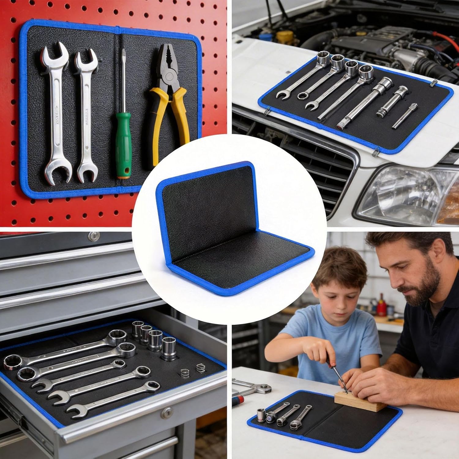  Tapis De Rangement De Garage Portable, Tapis Magnétique Flexible, Support D'outils Solide De 11,02 X 9,25 Pouces, Feuille De Travail Magnétique, Panneau De Rangement De Boulons De Tournevis Pour L'ent