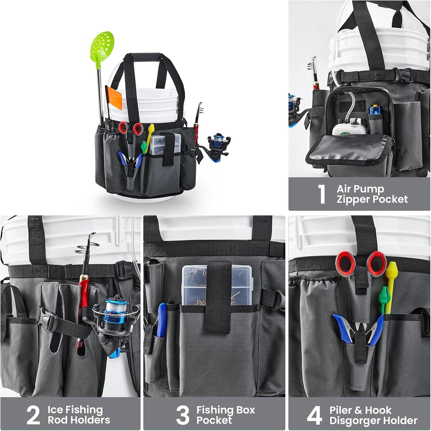  Porte-outils Portable Auto-debout En Tissu Robuste Avec Poches Multiples