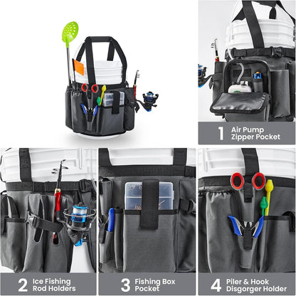  Porte-outils Portable Auto-debout En Tissu Robuste Avec Poches Multiples