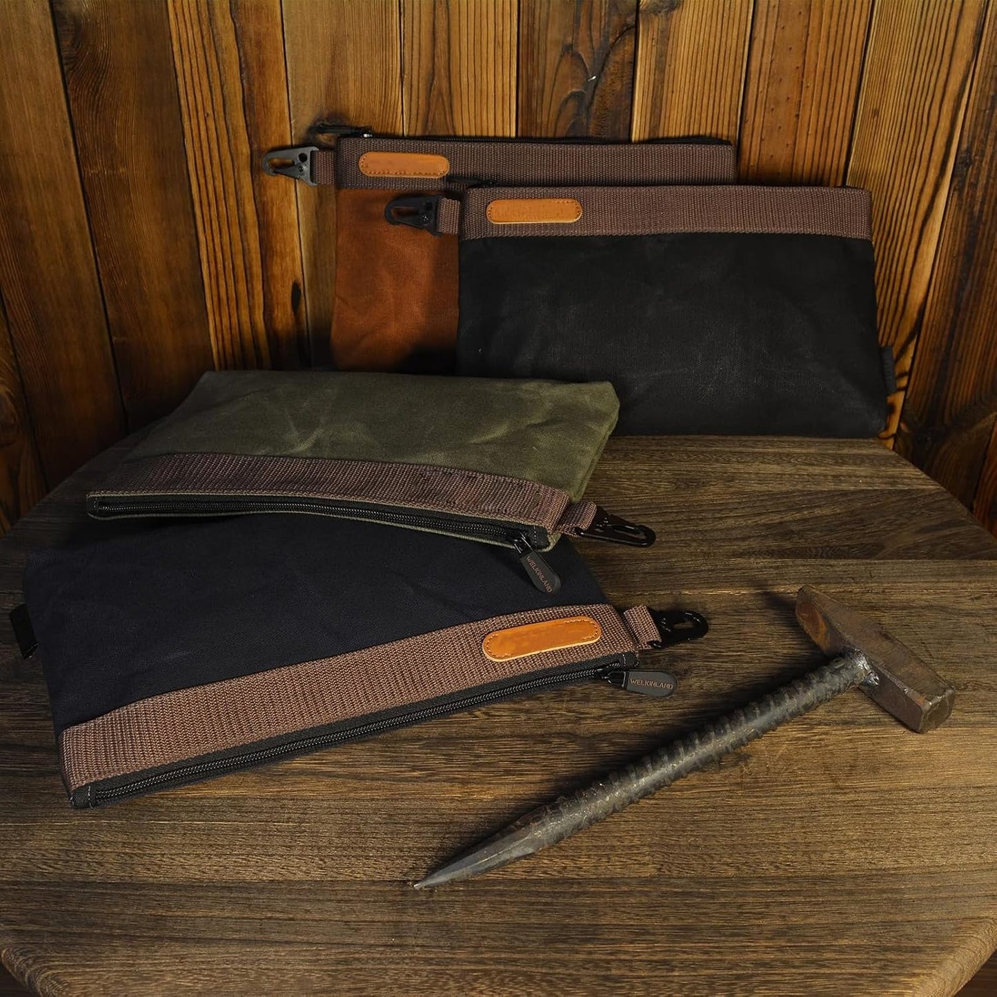  Sac à Outils Professionnel En Toile Cirée De Grande Capacité, Avec Support Droit, Large Fond Plat, Sac échelle