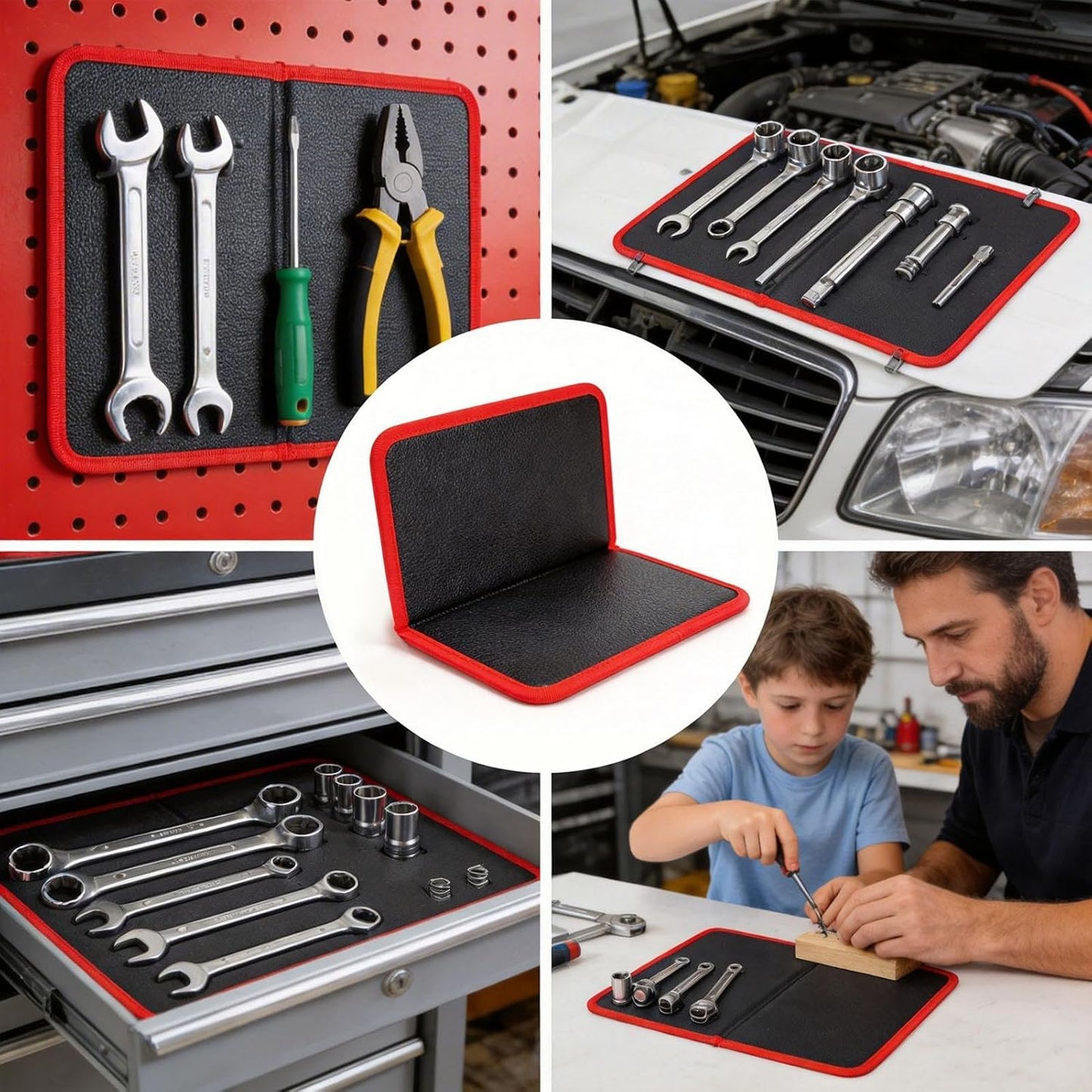  Tapis Magnétique Porte-outils Pour Voiture, Tapis Magnétique Pour Vis, Tapis De Réparation Magnétique Antidérapant, Pliable, Taille 28 X 23,5 Cm, Pour Atelier, Bricolage