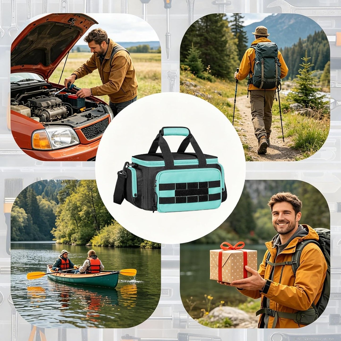  Sac À Outils,Housse De Rangement Portable En Toile Oxford - Sac De Rangement Pour Outils | Pour Travaux De Jardinage électricien Menuisier Chambre Universitaire Voyage Chantier Camping